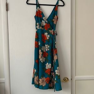 Lulus Country Club Floral Print Wrap Cutout Dress